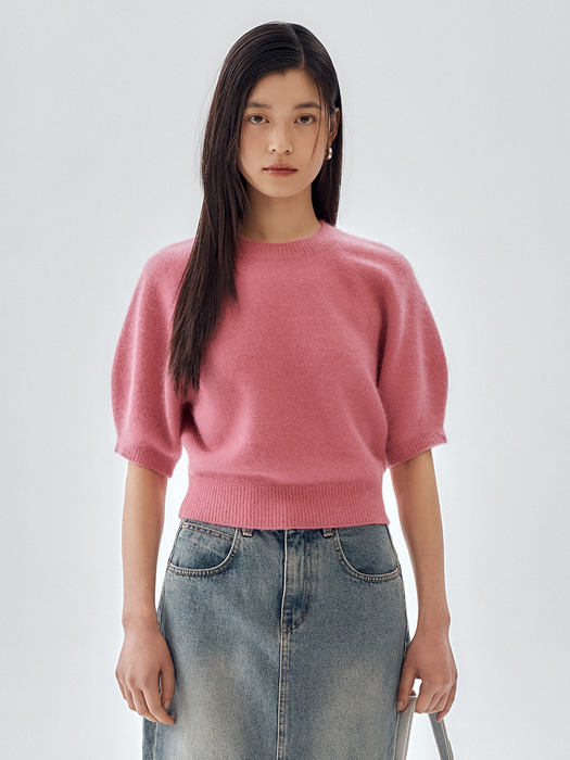 Angora Half Sleeve Knit Top_2color