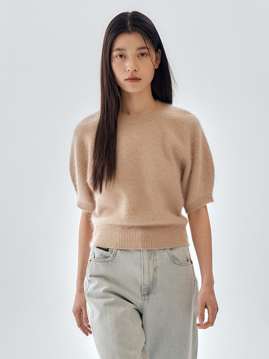 Angora Half Sleeve Knit Top_2color