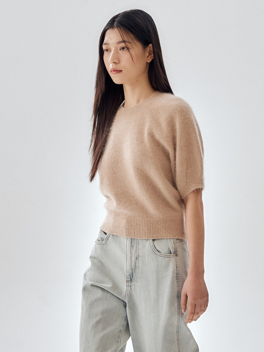 Angora Half Sleeve Knit Top_2color