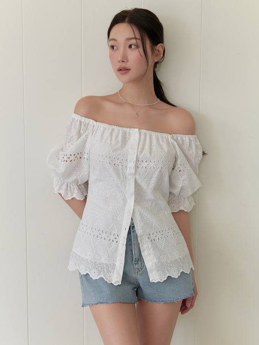 Plain lace blouse 2color