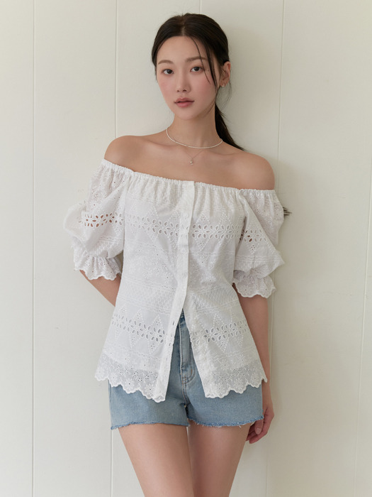 Plain lace blouse 2color