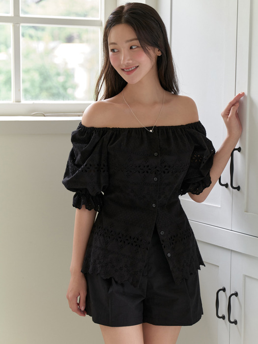 Plain lace blouse 2color