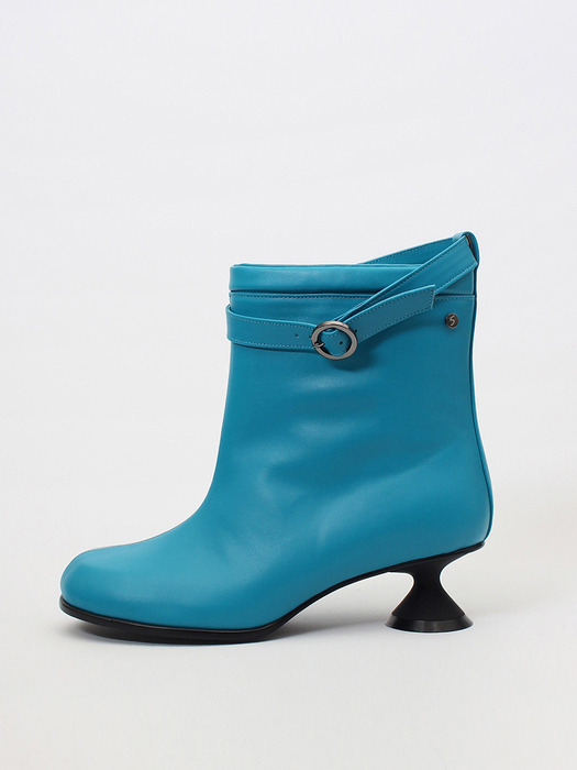 Uhjeo ourglass middle heel strap boots_turquise