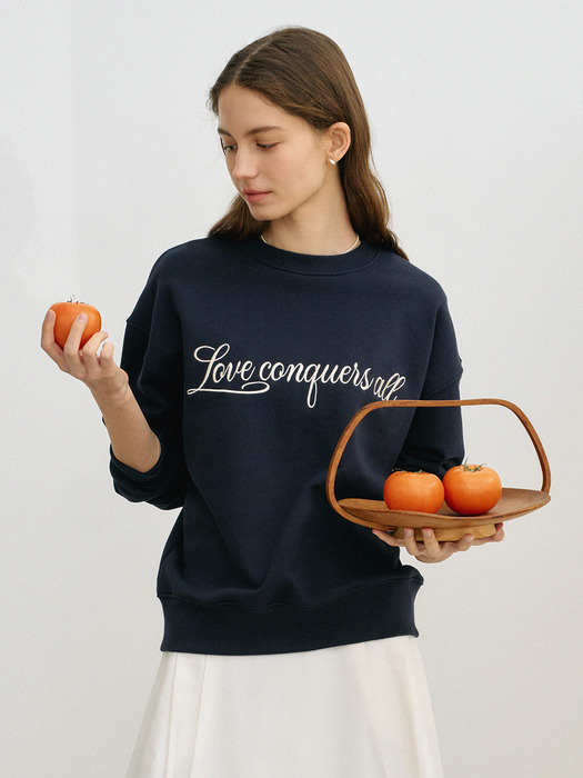 Script Embroidered Sweatshirt_Dark Navy