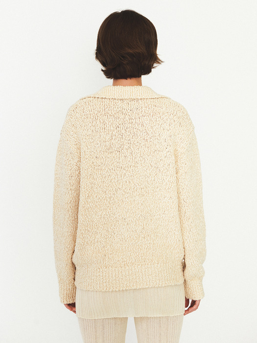 OPEN COLLAR OVERFIT KNIT (ivory)