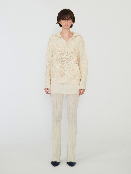 OPEN COLLAR OVERFIT KNIT (ivory)