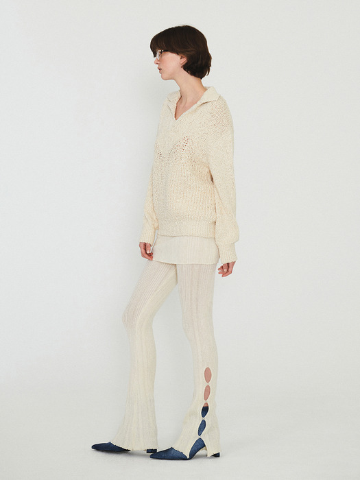 OPEN COLLAR OVERFIT KNIT (ivory)