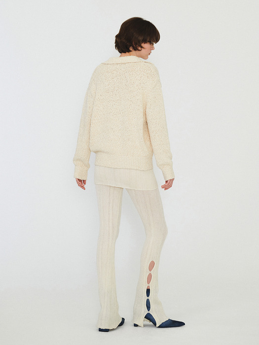 OPEN COLLAR OVERFIT KNIT (ivory)