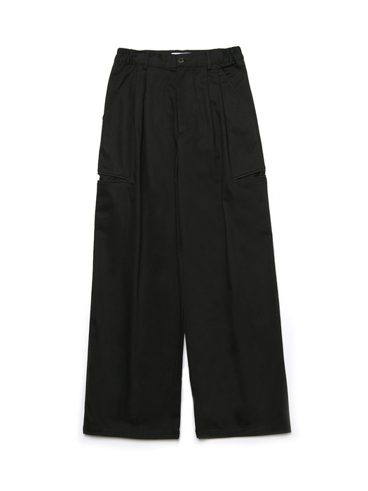 side lip pocket pintuck pants_black