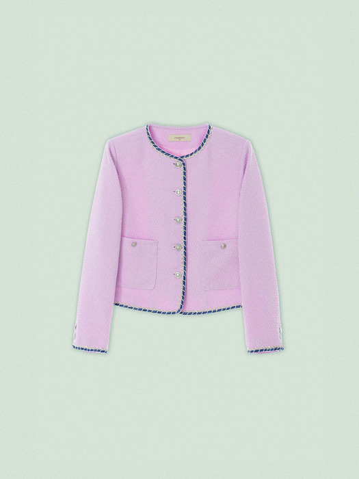 Ylang trimming tweed jacket - Pink