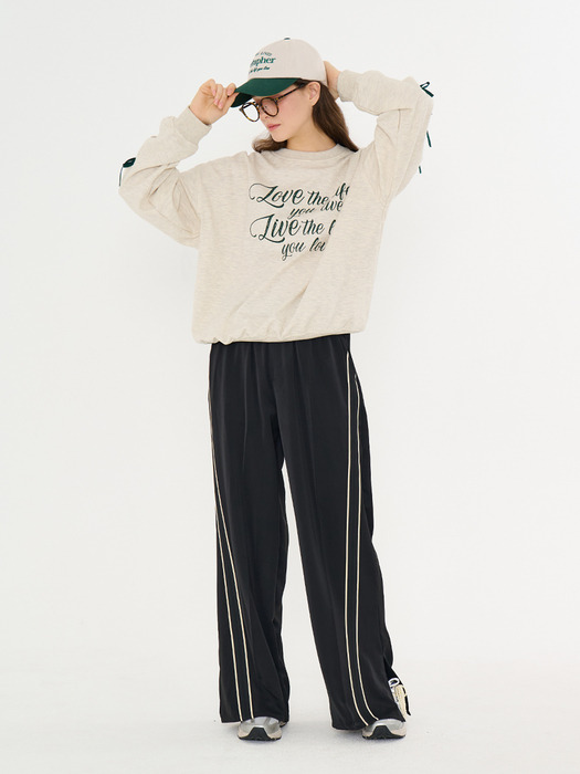 MET ribbon detail sweatshirt oatmeal