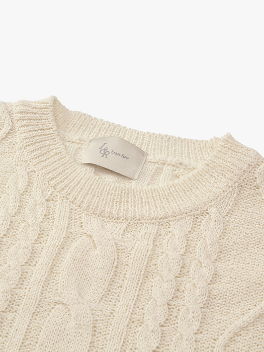 Cable Crop Round Knit Cream
