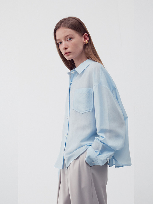 SINGLE POCKET SHIRT SKY BLUE