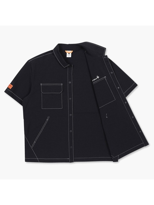 [르꼬끄 공식] 씨클리즘 에센셜 반팔 셔츠 자켓 블랙(QP223CJK48)