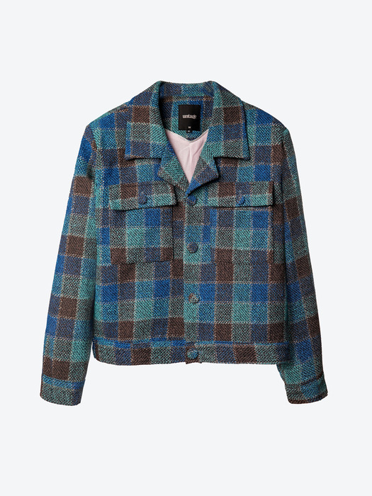 Flap-Pocket Check Tweed Jacket[Blue(MAN)]_UTO-FB09