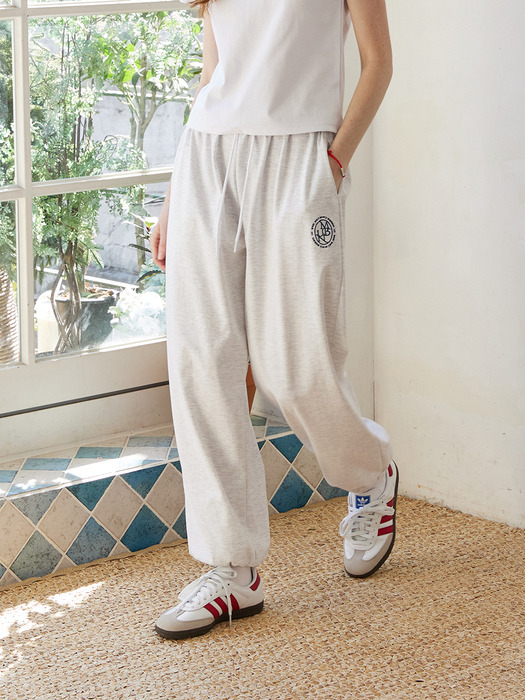 Moment Coolcotton Needlework Jogger Pants_White Melange