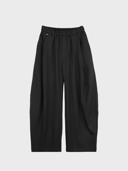 CURVED WIDE BANDING PANTS_BLACK