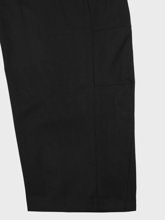 CURVED WIDE BANDING PANTS_BLACK