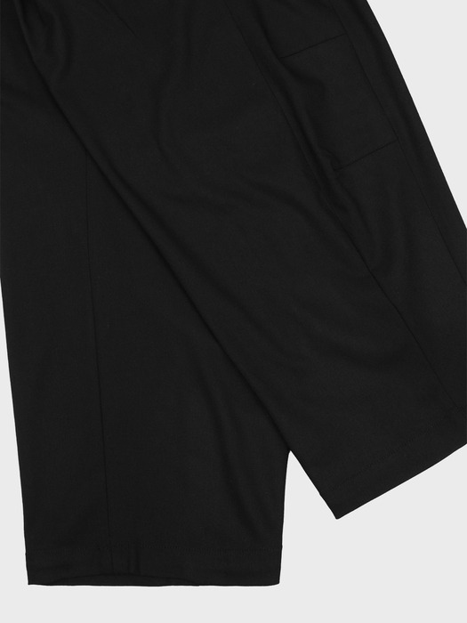 CURVED WIDE BANDING PANTS_BLACK