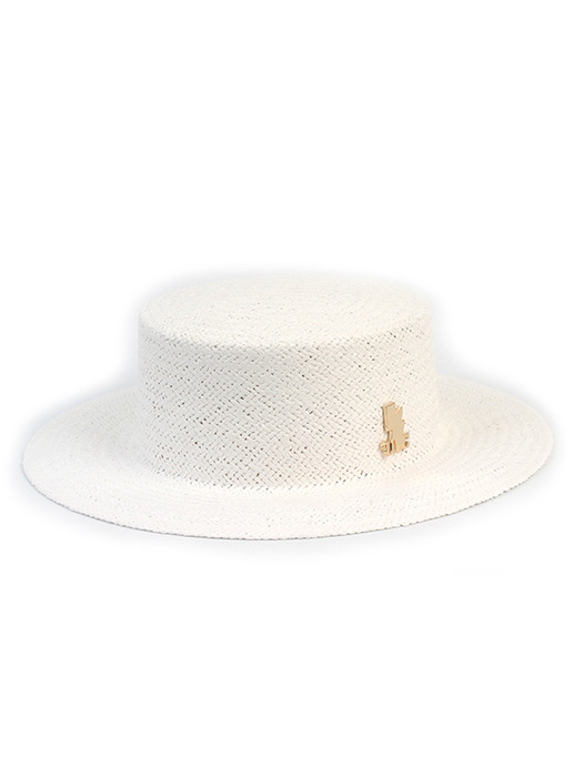 Simple White Flat Panama Hat 파나마햇