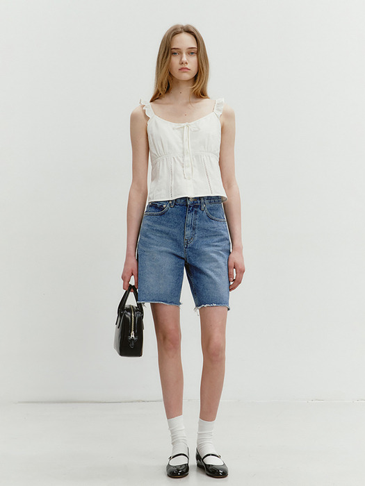 RAW EDGE DENIM SHORTS MID BLUE_UDPA4B244B3