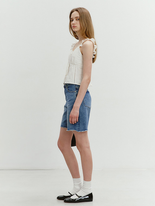 RAW EDGE DENIM SHORTS MID BLUE_UDPA4B244B3