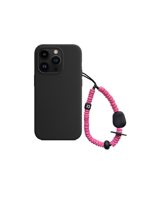 nature beads phone strap short pink