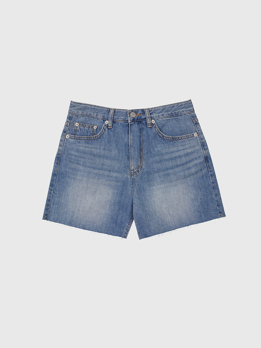Vintage washing Cutting Shorts Denim Pants_BLUE