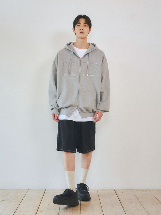 Heavy Cotton Two-way Hoodie Zip-Up 3color