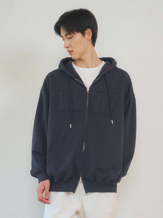 Heavy Cotton Two-way Hoodie Zip-Up 3color