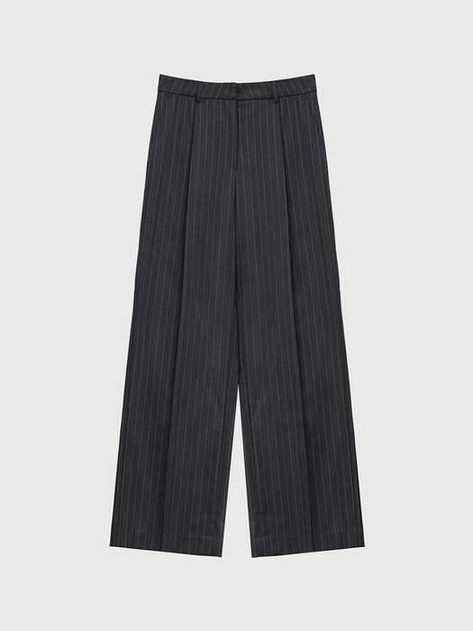 Striped Three Set-up Suit Two-tuck Wool Slacks_Pants