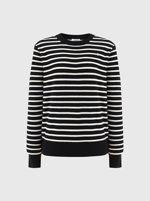 줄리아 스트라이프 라운드 니트_블랙 스트라이프 / JULIA STRIPE ROUND KNIT_BLACK STRIPE