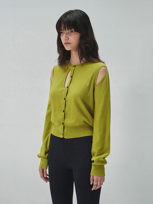 SLIT KNIT CARDIGAN (olive)