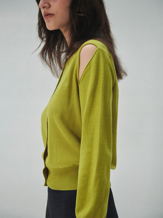 SLIT KNIT CARDIGAN (olive)