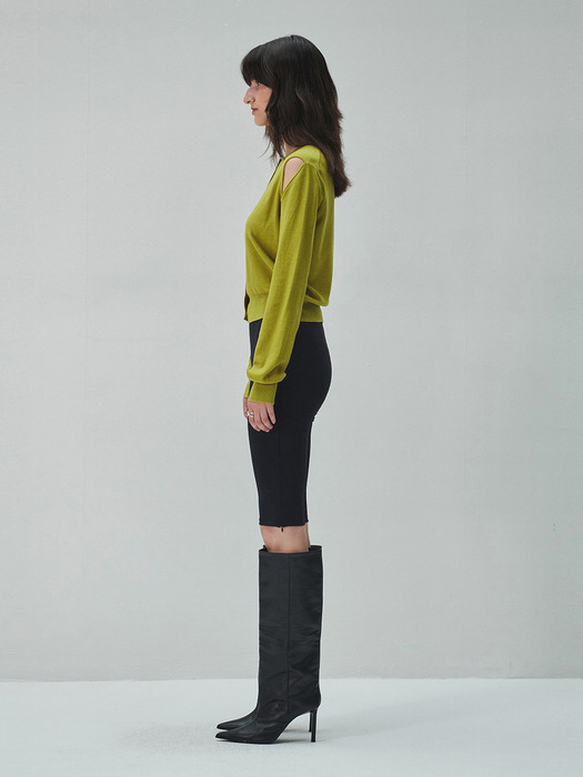 SLIT KNIT CARDIGAN (olive)