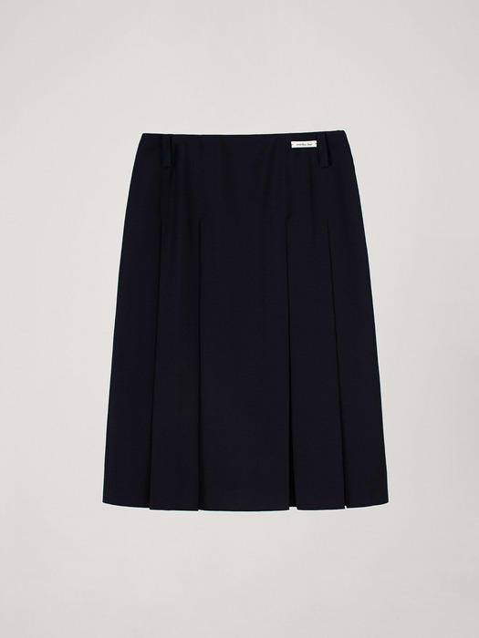 WOOL PLEATED SKIRT_NAVY