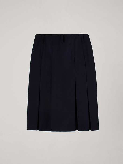 WOOL PLEATED SKIRT_NAVY