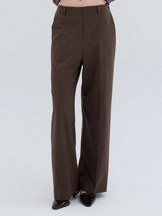 BACK BANDING STRAIGHT PANTS_DARK BROWN