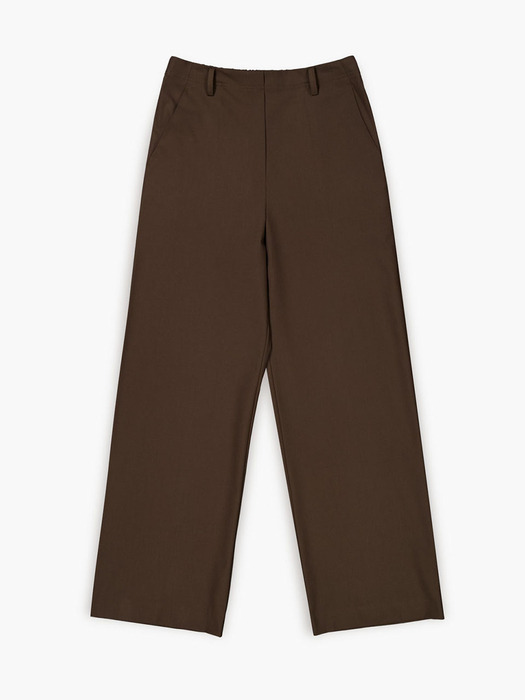 BACK BANDING STRAIGHT PANTS_DARK BROWN