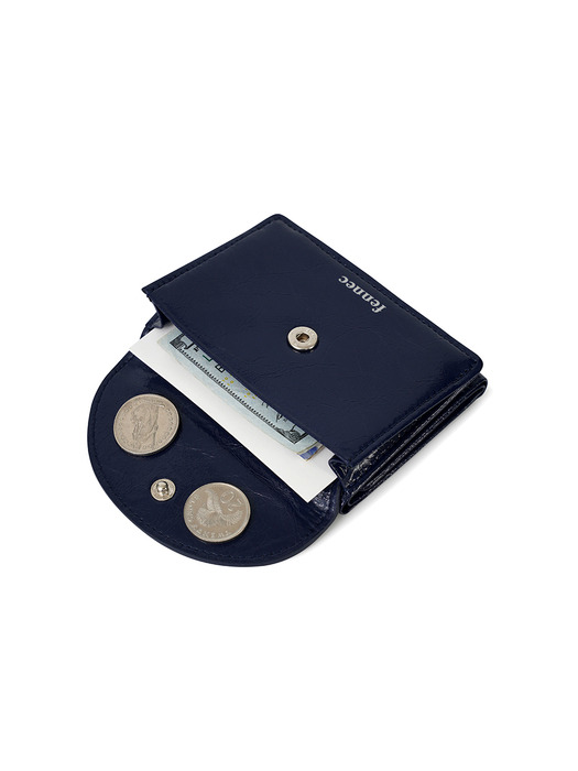 CRINKLE HALFMOON MINI WALLET - NAVY BLUE