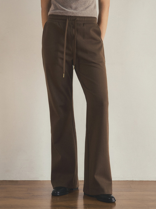 herring stripe bootcut pants_Brown