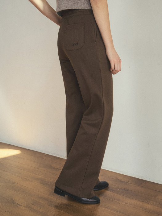 herring stripe bootcut pants_Brown