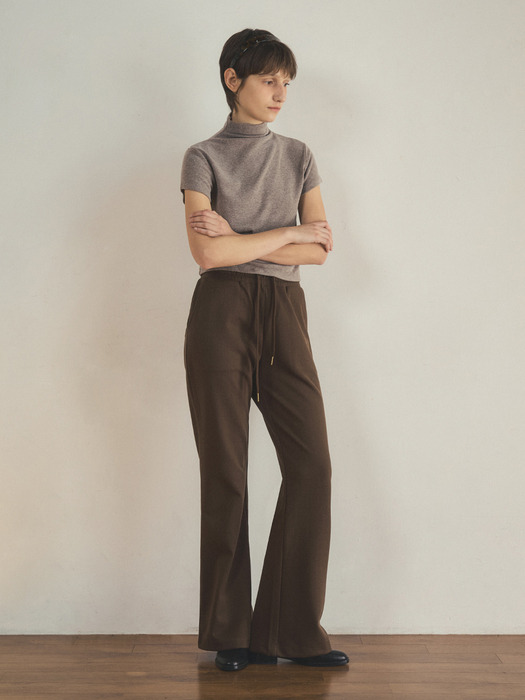 herring stripe bootcut pants_Brown