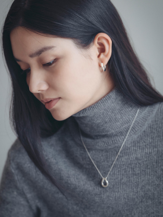 SW4068 Simple round ring earrings_Silver - Image 2