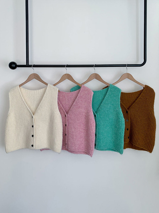 V-neck Mohair Knit Vest (4colors) VKNIT_011