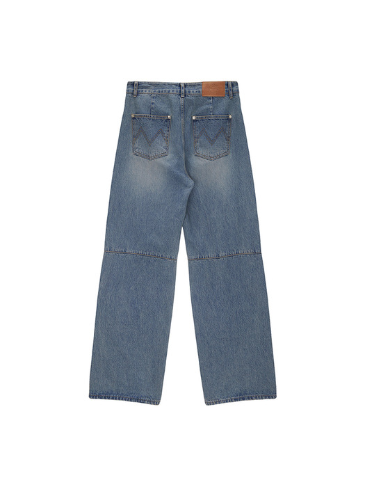 SIDE WASHED DENIM PANTS IN BLUE