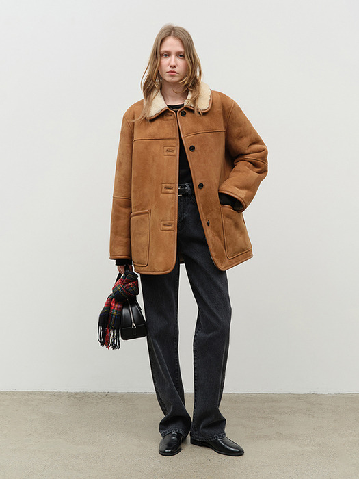 GENUINE SHEARLING JACKET CAMEL_UDJU4D221CM