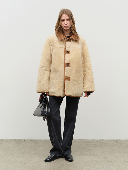 GENUINE SHEARLING JACKET CAMEL_UDJU4D221CM