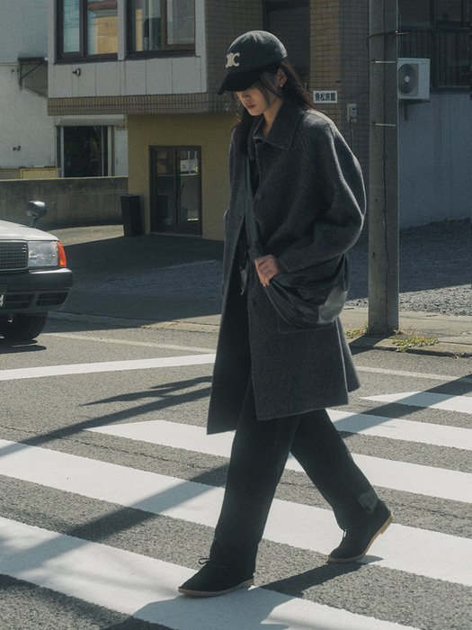 HERRINGBONE HANDMADE COAT_CHARCOAL