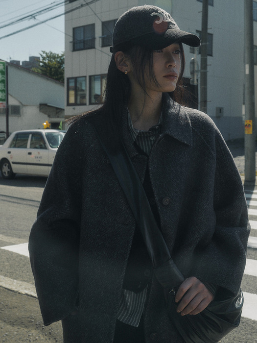 HERRINGBONE HANDMADE COAT_CHARCOAL